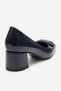 Velora Navy Blue Printed Buckle Women's Heeled Shoes - 5