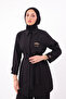 Shirt Collar Belted Waist Double Crepe Woven Hijab Suit 3167 - 4