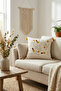 Bohemian Margarit Patterned Punch Embroidered Tasseled Decorative Throw Pillow Cover 42X42 cm Cotton Panama Linen