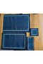 19-Piece Special Design Linen American Service and Runner Set - Dowry Table Set with Gold Stripe Embroidery - 5