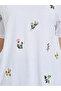 Women White Embroidered Floral Oversized T-Shirt - 3