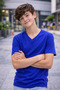 Young Boy's V-Neck T-Shirt Model - Cobalt Blue