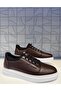 Ay 584 Brown White Sole Genuine Leather Rubber Lacing Detail Orthopedic Comfortable Daily Walking Shoes