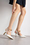 Mariposa Women's White Butterfly Accessory 7 cm Thin Heeled Ankle Strap Pointed Toe Shoes - 3