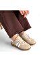 Zerti Beige Leather Laced Sports Shoes - 4