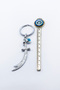 Shiny Metal Zulfiqar Sword Metal Keychain with Glass Evil Eye Beads, Bag Ornament - 3