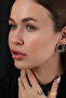 Nesli̇şah Seri̇ Bohemian Style Hammered (Forged) Textured Black Beaded Retro Earrings - 5