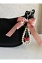 Bowknot Glass Pearl Bag Ornament Handmade Bag Charm with Gold and Silver Ring - 7