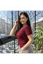 3-Button Ribbed Short Sleeve Slim Fit Stylish Different Blouse (Slim Fit 1 Size Larger) - 4