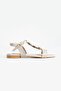 Women's Beige Gold Detailed Ankle Strap Sandals – Flat Sole Desia - 2