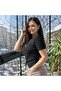 3-Button Ribbed Short Sleeve Slim Fit Stylish Different Blouse (Slim Fit 1 Size Larger) - 8