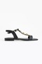 Women's Black Gold Detailed Ankle Strap Sandals – Flat Sole Desia - 2