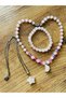 Natural Stone in Steel Chain End Piece Pink Quartz Star Combination Pink Quartz End Piece with Moon and Bracelet - 3