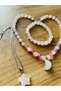 Natural Stone in Steel Chain End Piece Pink Quartz Star Combination Pink Quartz End Piece with Moon and Bracelet - 4