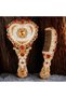 Luxury Heart Design Hand Mirror & Comb Set – Vintage Floral Embroidered Decorative Makeup Mirror - 2