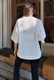 White Mesh Knitted Crew Neck Relaxed Fit Women's Knitwear Blouse - 5