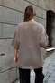 Mink Mesh Knitted Crew Neck Relaxed Fit Women's Knitwear Blouse - 5