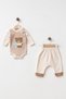 Baby with Teddy Bear 3-6-9 Months 3-Piece Jacket and Underwear Set Cotton Newborn Hospital Release Baby Clothes - 2
