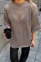 Mink Mesh Knitted Crew Neck Relaxed Fit Women's Knitwear Blouse - 4