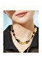 Yellow Amber Tones Large Bead Design Necklace with Amorphous Pearl Bead Details - 3