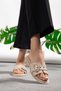 Rose Belt Buckle Detailed Women's Slippers - 4