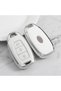 Hyundai Compatible Accent, Elantra, Kona, I10, I30, Ix35, Santa Fe Silver Edge Tpu Key Case Cover (White)