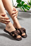 Rose Buckle Detailed Flat Heeled Orthopedic Slippers - 4