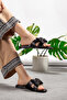 Rose Buckle Detailed Flat Heeled Orthopedic Slippers - 3