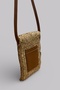 Lina Wicker Phone Holder Bag Genuine Leather Strap Crossbody Bag, with Back Card Holder, Lightweight and Minimalist Design - 2