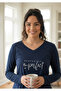 Women's Modal Fabric 100% Cotton Written Luxury Pajama Set - 4