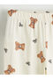 Ecru Crew Neck Printed Girls' Pajama Set