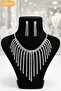 Women's Silver Color Model Waterway Zircon Stone Necklace Earring Set - 2