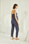 Women'S, Viscose, Navy Blue, V-Neck, Lace, Maternity 3-Piece Pajama Set - 7
