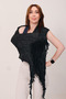 Shawl Luxury Satin Silk Black Crinkle Shawl (68X190 cm) - 3