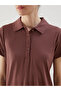 Polo Neck Textured Women's T-Shirt - 3