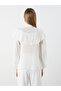 White Tie-Neck Women's Blouse - 4