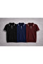 Men's 3-Pack Polo Shirts in Black, Navy, and Burgundy - Textured Knit, Half-Zip Regular Cotton T-Shirts - 2