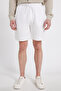 Men's Regular Fit Comfortable Cut Muslin 100% Cotton Elastic Waist Pocketed Lace-Up White Shorts