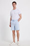 Men's Regular Fit Comfortable Cut Muslin 100% Cotton Elastic Waist Pocketed Lace-Up Blue Shorts - 4