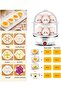 350W Double Deck Egg Cooker, 7-14 Egg Boiler & Steamer, Auto Shut-Off, White - 2