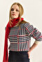 Women's Cream Crew Neck Houndstooth Patterned Knitwear Sweater 20251122 - 2