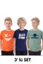 3-Piece Boys' T-Shirt with Bicycle Collar and Print Detail