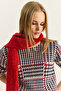 Women's Cream Crew Neck Houndstooth Patterned Knitwear Sweater 20251122 - 3