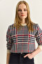 Women's Cream Crew Neck Houndstooth Patterned Knitwear Sweater 20251122 - 5
