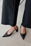 Vera Women's Wrinkled Leather Heeled Shoes Black - 4