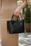 Women's Hand and Shoulder Bag with Lace Detail and Stitched Thin Straps