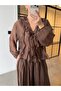 Firfir Detailled Sheer Blouse Brown - 2