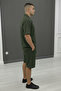 Men's Green Wrinkled Fabric Polo Collar Short Sleeve Short Tshirt Set - 5