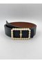 Gold Buckle Stoned Women's Belt Trouser Belt Dress Belt Shirt Belt Coat Belt - 3