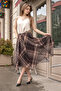 Women's Chiffon Eight-Piece Lined Midi Length Asymmetrical Skirt - Brown Tile - 6